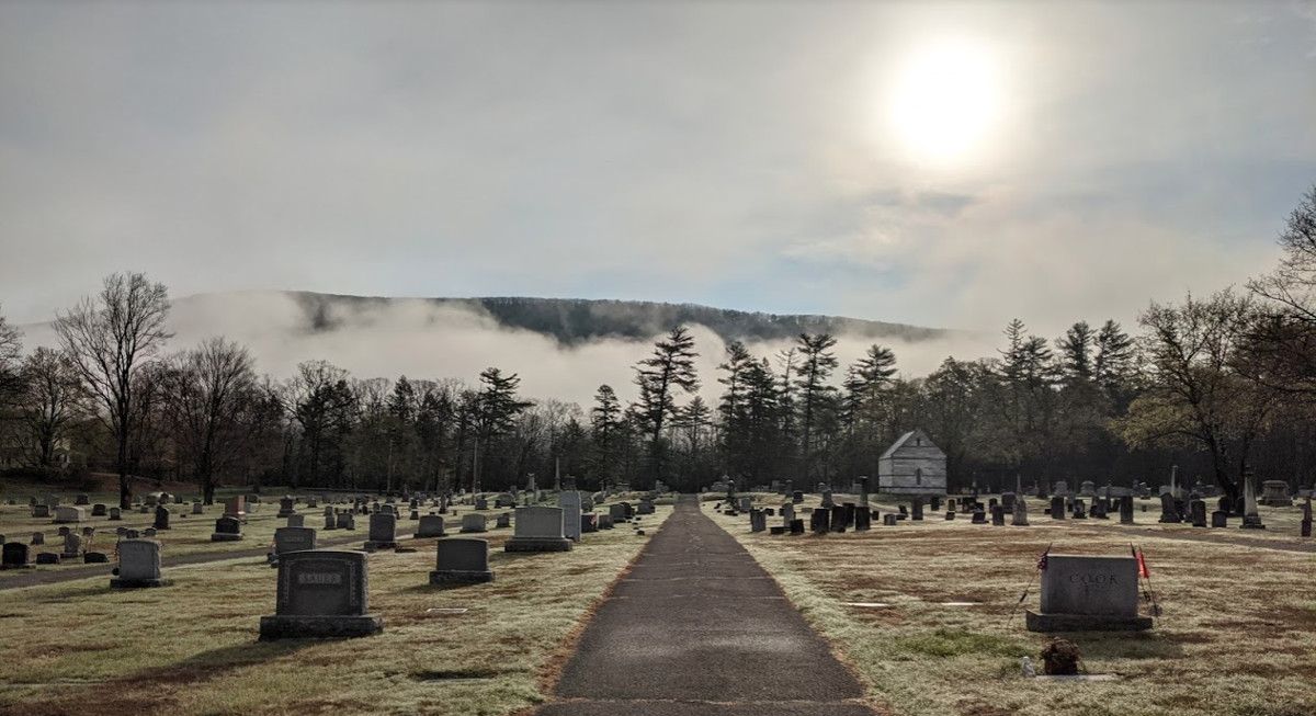 Misty morning in the cemetery